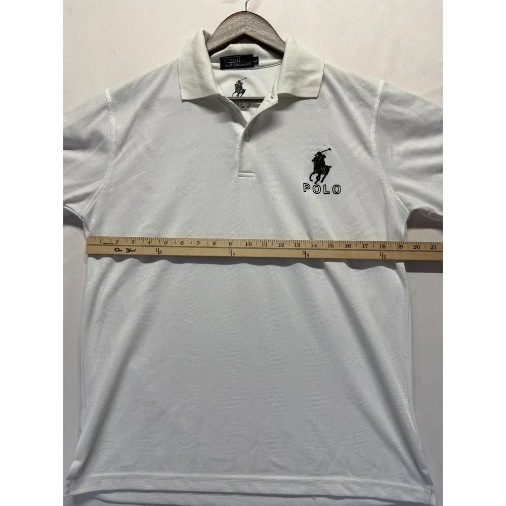 Polo Ralph Lauren Polo Shirt Mens Large White Pony Logo Cotton Golf Tennis